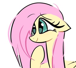 Size: 660x590 | Tagged: safe, artist:petaltwinkle, fluttershy, pegasus, pony, g4, cute, female, floppy ears, mare, shyabetes, simple background, smiling, solo, white background
