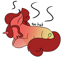 Size: 1828x1675 | Tagged: safe, artist:noxi1_48, oc, oc:treble pen, pony, unicorn, daily dose of friends, eyes closed, hot, lying down, simple background, solo, transparent background