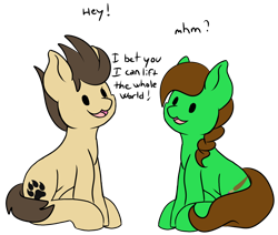 Size: 2770x2350 | Tagged: safe, artist:noxi1_48, oc, oc only, earth pony, pony, daily dose of friends, duo, high res, open mouth, open smile, simple background, sitting, smiling, transparent background