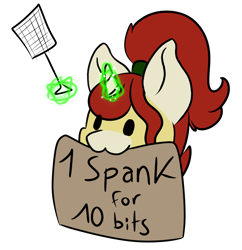 Size: 1390x1434 | Tagged: safe, artist:noxi1_48, oc, oc:treble pen, pony, unicorn, daily dose of friends, flyswatter, magic, mouth hold, sign, simple background, solo, telekinesis, transparent background