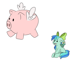 Size: 4440x3624 | Tagged: safe, artist:noxi1_48, oc, oc only, flying pig, pegasus, pig, pony, daily dose of friends, bow, duo, hair bow, simple background, sitting, transparent background