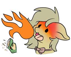 Size: 1500x1212 | Tagged: safe, artist:noxi1_48, oc, pony, daily dose of friends, bust, chips, ears back, fire, fire breath, flushed face, food, herbivore, open mouth, simple background, solo, spicy, transparent background