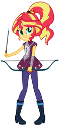 Size: 1080x2200 | Tagged: safe, artist:sarahalen, sunset shimmer, human, equestria girls, g4, my little pony equestria girls: friendship games, alternate hairstyle, alternate universe, archery, base used, clothes, crystal prep academy uniform, female, role reversal, school uniform, simple background, solo, white background