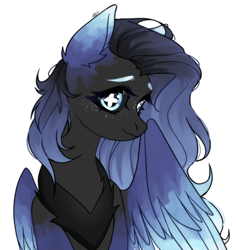 Size: 2040x2160 | Tagged: safe, artist:ruru_01, oc, oc only, pegasus, pony, bust, commission, high res, long hair, long mane, looking at you, portrait, simple background, smiling, smiling at you, solo, white background, wings