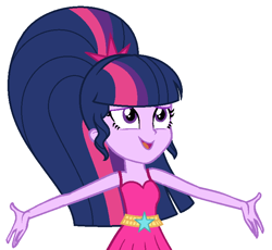 Size: 728x670 | Tagged: safe, artist:sarahalen, twilight sparkle, human, equestria girls, g4, my past is not today, alternate universe, base used, female, role reversal, simple background, solo, white background