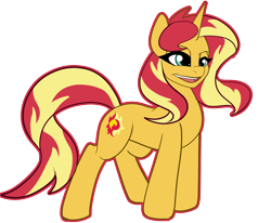 Size: 2000x1650 | Tagged: safe, artist:chaosknight, sunset shimmer, pony, unicorn, equestria girls, g4, concave belly, female, mare, open mouth, simple background, solo, transparent background