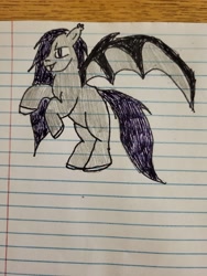Size: 4000x3000 | Tagged: safe, artist:volk204, bat pony, pony, lined paper, solo, traditional art