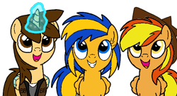 Size: 578x314 | Tagged: safe, artist:muhammad yunus, oc, oc only, oc:ej, oc:firey ratchet, oc:flare spark, alicorn, pegasus, pony, g4, female, looking up, male, simple background, transparent background