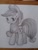 Size: 768x1024 | Tagged: artist needed, source needed, safe, applejack, earth pony, pony, g4, applebutt, butt, cute, female, grayscale, monochrome, paper, plot, solo, traditional art