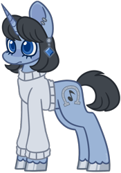 Size: 700x1000 | Tagged: safe, artist:missmagicalgirl, oc, oc only, oc:silver pedal, pony, unicorn, clothes, colored hooves, ear piercing, earring, female, jewelry, piercing, simple background, solo, transparent background, turtleneck, unshorn fetlocks