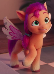Size: 335x455 | Tagged: safe, screencap, sunny starscout, earth pony, pony, g5, my little pony: a new generation, spoiler:my little pony: a new generation, cropped, cute, fake wings, female, filly, filly sunny starscout, foal, solo, sunnybetes, younger