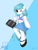 Size: 1920x2560 | Tagged: safe, artist:speedy dashie, oc, earth pony, pony, semi-anthro, arm hooves, bag, blue mane, clothes, cute, female, mare, midriff, one eye closed, sailor uniform, school uniform, shoes, skirt, uniform, wink