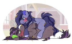 Size: 920x570 | Tagged: safe, artist:queerhorses, oc, oc only, oc:newsworthy, oc:smoke tree, earth pony, pony, female, magical lesbian spawn, male, mare, offspring, parent:applejack, parent:rarity, parents:rarijack, stallion