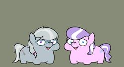 Size: 1652x889 | Tagged: safe, artist:darkdoomer, diamond tiara, silver spoon, earth pony, pony, g4, duo, female, filly, foal, imported from ponybooru, simple background, squatpony
