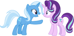 Size: 6141x3000 | Tagged: safe, artist:cloudy glow, starlight glimmer, trixie, pony, unicorn, a horse shoe-in, g4, .ai available, simple background, transparent background, vector