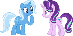 Size: 6000x3000 | Tagged: safe, artist:cloudy glow, starlight glimmer, trixie, pony, unicorn, a horse shoe-in, g4, .ai available, duo, duo female, female, mare, simple background, transparent background, vector