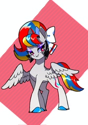 Size: 1448x2048 | Tagged: safe, artist:stacy_165cut, pegasus, pony, bow, hair bow, ponified, smiling, solo, starscream, transformers