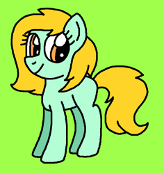Size: 683x723 | Tagged: safe, artist:gillianthecreator36, oc, oc only, oc:skylark, earth pony, pony, g4, adult blank flank, blank flank, earth pony oc, female, green background, mare, ms paint, paint.net, simple background, smiling, solo