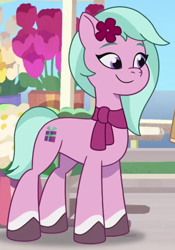 Size: 480x685 | Tagged: safe, screencap, dahlia, earth pony, pony, g5, my little pony: tell your tale, secret ad-mare-er, spoiler:g5, spoiler:my little pony: tell your tale, spoiler:tyts01e44, cropped, female, flower, flower in hair, mare, solo