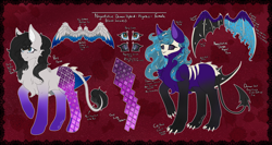 Size: 6000x3200 | Tagged: safe, artist:cresentmadness, oc, oc only, oc:cosmic atom (sparkplug), demon, original species, pegasus, pony, closed species, colored wings, eternal chaos, exoskeleton, hybrid oc, multicolored wings, nagantakue, reference sheet, runes, wings