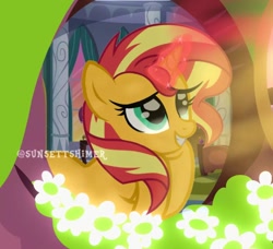 Size: 1080x984 | Tagged: safe, sunset shimmer, pony, unicorn, equestria girls, g4, female, glowing, glowing horn, horn, solo