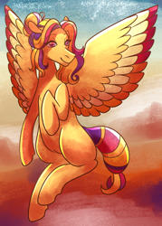 Size: 1562x2176 | Tagged: safe, artist:eonionic, oc, oc:summer skies, pegasus, pony, colored wings, female, mare, multicolored wings, solo, wings