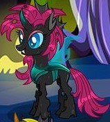 Size: 159x177 | Tagged: safe, gameloft, pinkie pie, changeling, g4, my little pony: magic princess, changelingified, cropped, female, picture for breezies, pinkling, solo, species swap