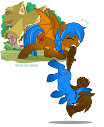 Size: 896x1100 | Tagged: safe, artist:jennieoo, oc, oc:dancing swirl, oc:tihaya sila, bat pony, earth pony, pony, bat pony oc, breaking the fourth wall, duo, looking at you, show accurate, simple background, smiling, smiling at you, spread wings, transparent background, vector, wings