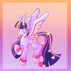 Size: 1000x1000 | Tagged: safe, artist:sugvr_alien, twilight sparkle, alicorn, pony, g4, alternate design, gradient background, redesign, solo, twilight sparkle (alicorn)