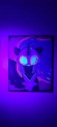 Size: 1816x4032 | Tagged: safe, artist:lbrcloud, part of a set, nightmare moon, alicorn, pony, g4, blacklight, bust, glow in the dark, glowing, glowing eyes, portrait, solo, traditional art