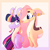 Size: 1000x1000 | Tagged: safe, artist:sugvr_alien, fluttershy, twilight sparkle, alicorn, deer, pony, g4, alternate design, duo, female, flutterdeer, lesbian, redesign, ship:twishy, shipping, species swap