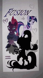 Size: 720x1282 | Tagged: safe, artist:daria, tempest shadow, twilight sparkle, g4, animated, equal sign, fusion, fusion:tempest shadow, fusion:twilight sparkle, heart, sound, webm