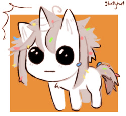 Size: 687x631 | Tagged: safe, artist:ghostly-tart, oc, oc:tbh creature, pony, unicorn, autism creature, simple background, solo, standing