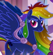 Size: 173x181 | Tagged: safe, gameloft, rainbow dash, pegasus, pony, g4, my little pony: magic princess, concave belly, cropped, female, mare, nightmare rainbow dash, nightmarified, picture for breezies, slender, thin