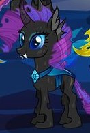 Size: 132x195 | Tagged: safe, gameloft, rarity, changeling, g4, my little pony: magic princess, changelingified, cropped, fangs, female, picture for breezies, rariling, species swap