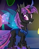 Size: 128x160 | Tagged: safe, gameloft, twilight sparkle, changeling, g4, my little pony: magic princess, changelingified, cropped, fangs, female, picture for breezies, species swap, twiling