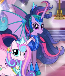 Size: 405x470 | Tagged: safe, gameloft, twilight sparkle, alicorn, bat pony, bat pony alicorn, pony, g4, my little pony: magic princess, bat ponified, bat wings, chaos twilight, cropped, female, horn, mare, race swap, twibat, wings