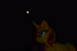 Size: 4928x3264 | Tagged: safe, artist:ponimalion, photographer:misterdogg, sunset shimmer, pony, unicorn, g4, irl, moon, night, photo, plushie, solo