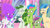 Size: 3072x1727 | Tagged: safe, screencap, leaf pony, luminous dazzle, ollie north, skysport, zipp storm, earth pony, pegasus, pony, unicorn, g5, hot day huh?, my little pony: tell your tale, spoiler:g5, spoiler:my little pony: tell your tale, spoiler:tyts01e57, colt, female, foal, frown, male, mane melody (location), mare, open mouth, stallion, sweat, sweatdrop, unnamed character