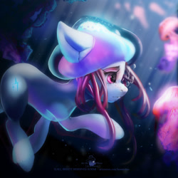 Size: 2000x2000 | Tagged: safe, oc, oc only, alicorn, earth pony, human, jellyfish, pegasus, pony, unicorn, anthro, equestria girls, g4, advertisement, bubble, commission, commission info, crepuscular rays, digital art, eyeshadow, flowing mane, freckles, high res, humanized, makeup, ocean, pink eyes, solo, sunlight, swimming, underwater, water