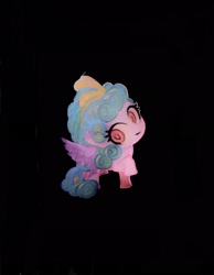 Size: 1576x2033 | Tagged: safe, artist:layれいこ, cozy glow, pegasus, pony, g4, acrylic painting, black background, female, filly, foal, simple background, solo, traditional art