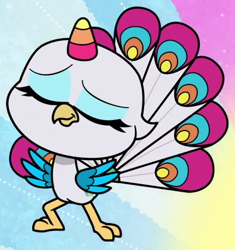 Size: 460x490 | Tagged: safe, screencap, sugar snap, bird, peacock, g4, g4.5, my little pony: pony life, cropped, episode needed, female, horn, solo