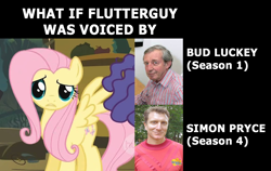 Size: 1044x658 | Tagged: safe, alternate version, edit, edited screencap, editor:incredibubbleirishguy, screencap, fluttershy, bridle gossip, g4, actor, alternate, bud luckey, flutterguy, simon pryce, simon wiggle, the wiggles, voice actor, what if