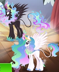 Size: 494x601 | Tagged: safe, gameloft, princess celestia, kirin, nirik, g4, my little pony: magic princess, cropped, duality, female, kirin celestia, kirin-ified, species swap