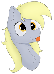 Size: 2685x3654 | Tagged: safe, artist:hlebushek, derpy hooves, pegasus, pony, g4, :p, bust, cute, derpabetes, female, high res, mare, mlem, portrait, silly, simple background, solo, tongue out, white background