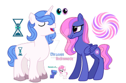 Size: 1280x848 | Tagged: safe, artist:hate-love12, princess celestia, princess luna, oc, oc:andromeda, oc:chromus, pegasus, pony, unicorn, g4, cewestia, deviantart watermark, female, filly, male, obtrusive watermark, simple background, stallion, transparent background, watermark, woona, younger