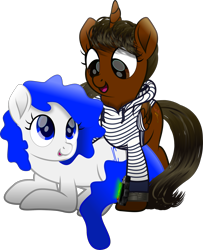 Size: 1803x2225 | Tagged: safe, artist:php178, oc, oc only, oc:jc, oc:nocturnal vision, alicorn, earth pony, pony, fallout equestria, to where and back again, triple threat, .svg available, alicorn oc, blue eyes, blue mane, blue tail, brown eyes, clothes, colored pupils, colored wings, drawstrings, duo, duo female, earth pony oc, fallout equestria oc, female, folded wings, full body, gift art, gradient mane, gradient tail, gradient wings, holly, hoodie, hoof around neck, horn, inkscape, looking at someone, mare, movie accurate, music notes, nocturnal vision's striped hoodie, open mouth, pipbuck, ponified, realistic mane, simple background, standing, strap, striped hoodie, svg, tail, tail wrap, text, thank you, thanks, transparent background, vector, wing sleeves, wings