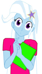 Size: 265x460 | Tagged: safe, artist:danparkerstudios, trixie, human, equestria girls, g4, book, head tilt, simple background, solo, white background