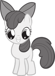 Size: 2000x2754 | Tagged: safe, apple bloom, earth pony, pony, g4, official, .svg available, eyes open, female, filly, foal, grayscale, grin, high res, monochrome, simple background, smiling, solo, standing, stock vector, svg, transparent background, vector