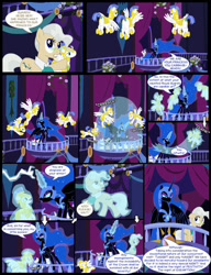 Size: 783x1021 | Tagged: safe, artist:dendoctor, mayor mare, nightmare moon, rarity, alicorn, pegasus, pony, unicorn, comic:queen of tartarus, friendship is magic, g4, crying, ponyville, ponyville town hall, royal guard